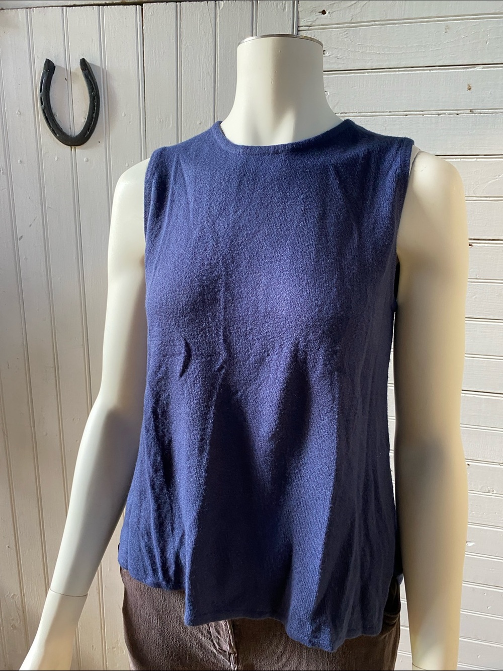 Sleeveless Navy Knit Tank Top